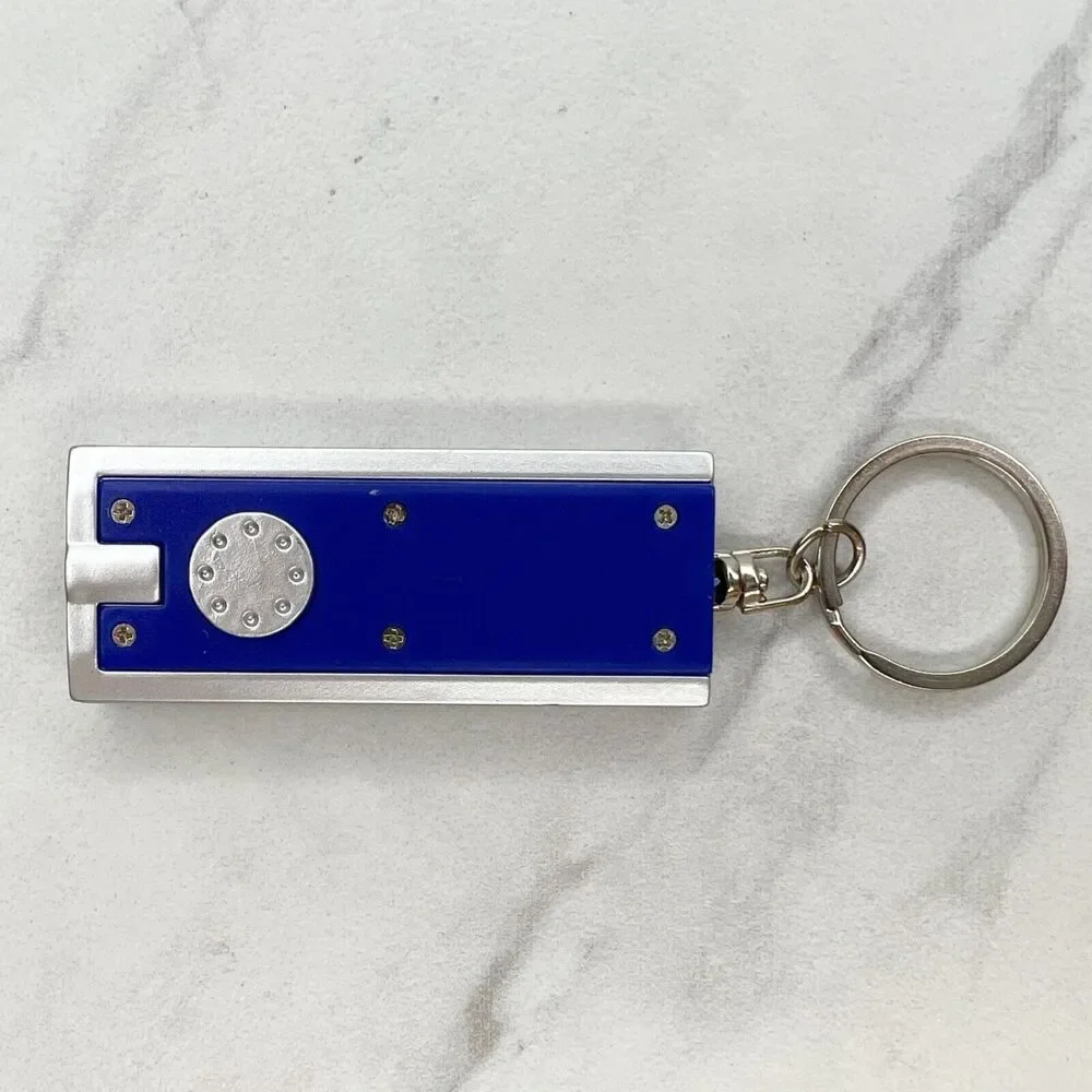 AAA Blue and Silver Flashlight Keychain Keyring